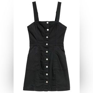 H&M Divided Button-Front Black Denim Dress - 2 / xs